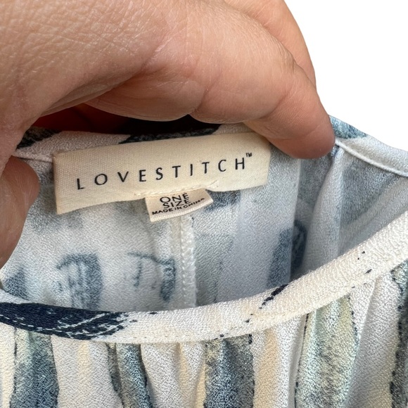 LOVESTITCH HIGH LOW Dress Blue and White One Size - Picture 3 of 4